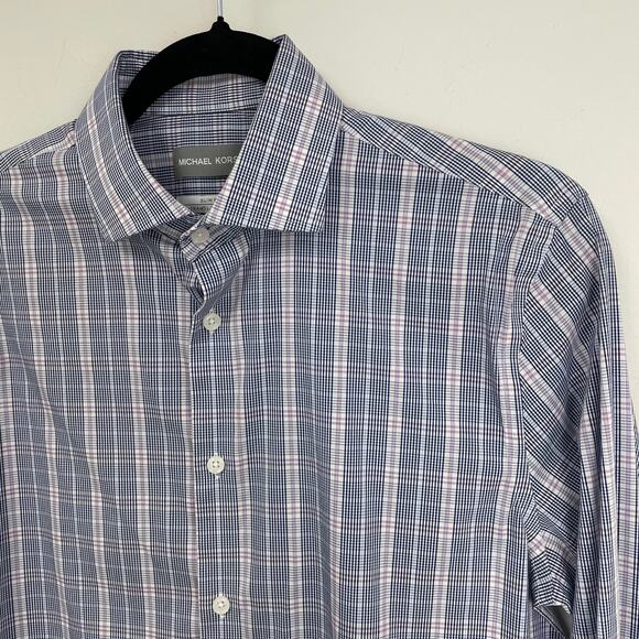 Michael Kors Plaid Long Sleeve Button Down Men's Medium - Picture 2 of 5